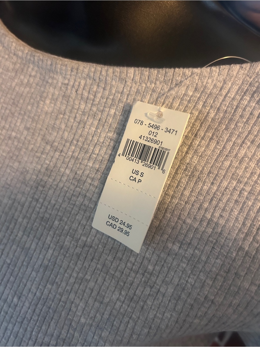 Aire Women's Light Gray Ribbed Short Sleeve Knit Top - Picture 3 of 4